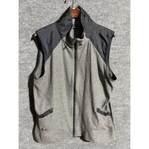 Under Armour Jacket Mens 2XL Gray ColdGear Fleece Full Zip Sleeveless Vest